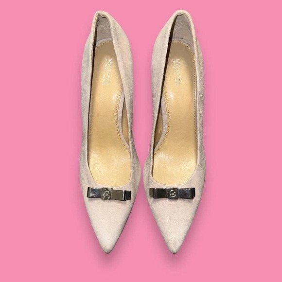 Michael Kors Suede Leather Upper Point Toe Bow Coquette Stiletto Heels Size 9 - Picture 3 of 7